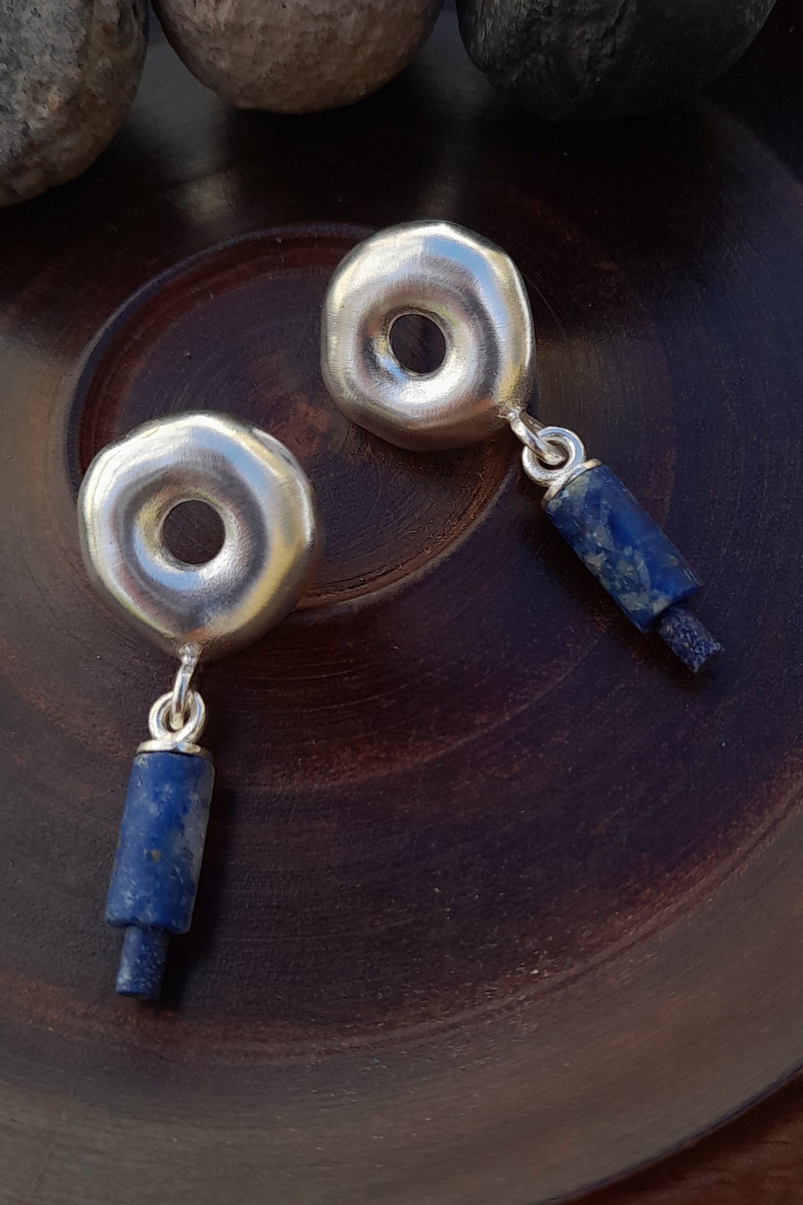 Brincos Águatinta Lápis Lazúli