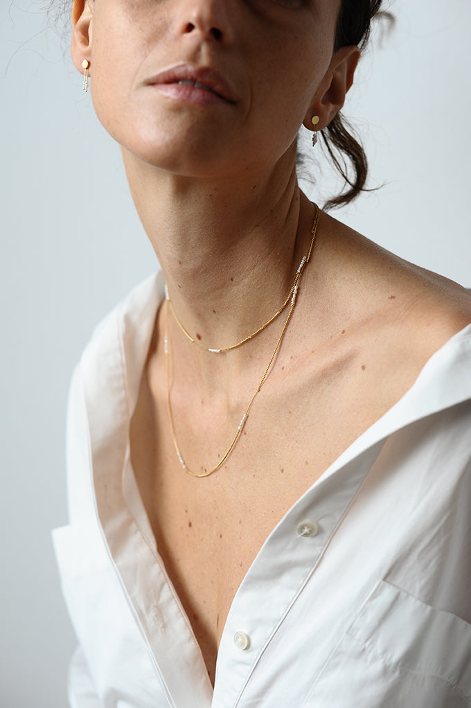 Colar Solar com Pérolas Longo