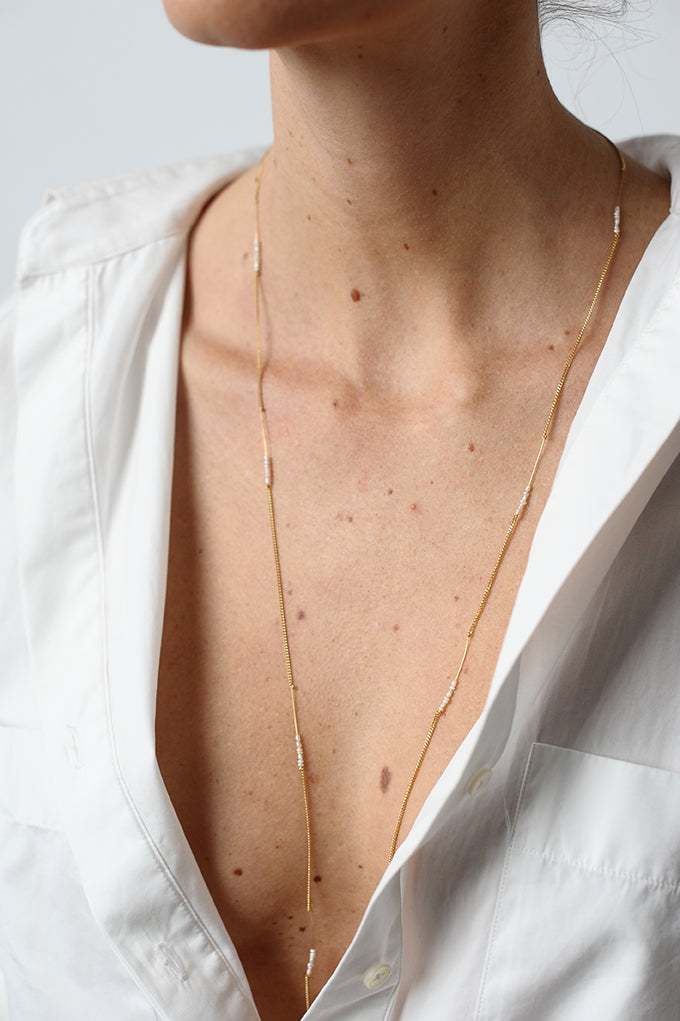 Colar Solar com Pérolas Longo