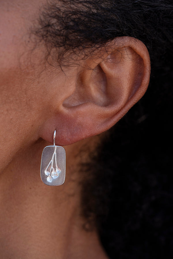 Floria Inverted Silver Earrings